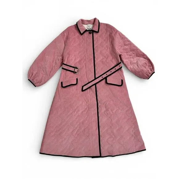 Hunter Bell Hightower Coat Pink Heart Quilted Velvet Factory Sample Sz 4 - Picture 3 of 16